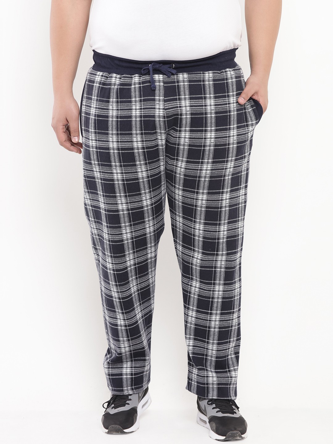 

John Pride Plus Size Men Navy blue Checked Track Pants