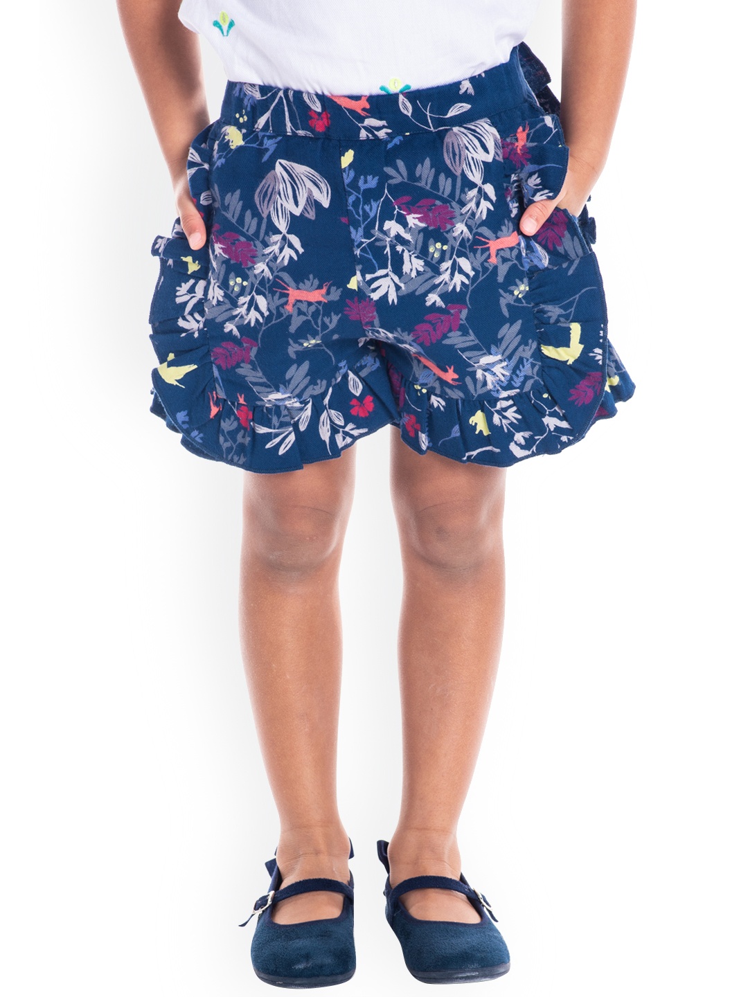 

Cherry Crumble Girls Blue Printed Regular Fit Shorts