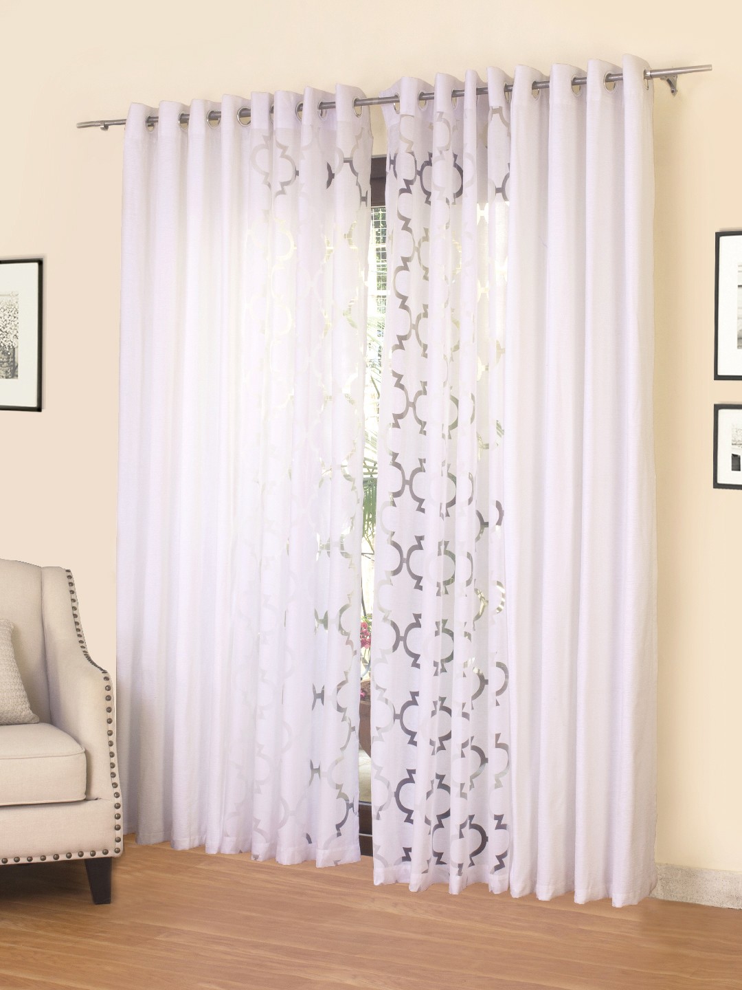 

ROSARA HOME Mateo Bruno Set of 4 Door Curtains, White