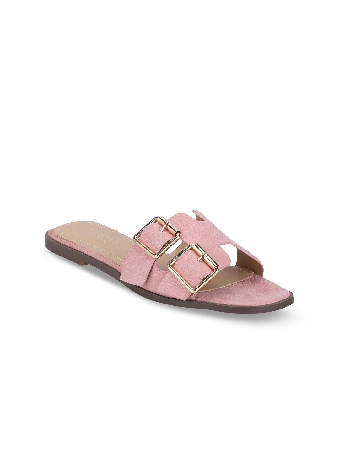 

Truffle Collection Women Pink Solid Synthetic Open Toe Flats