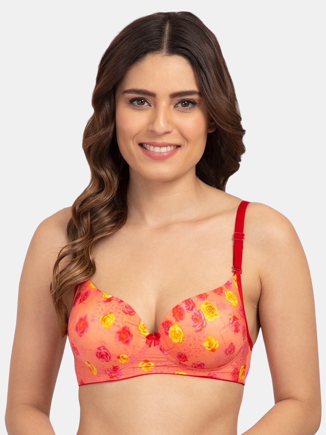 

Tweens Women Orange & Pink Printed Non-Wired Heavily Padded T-shirt Bra TW15118-PR