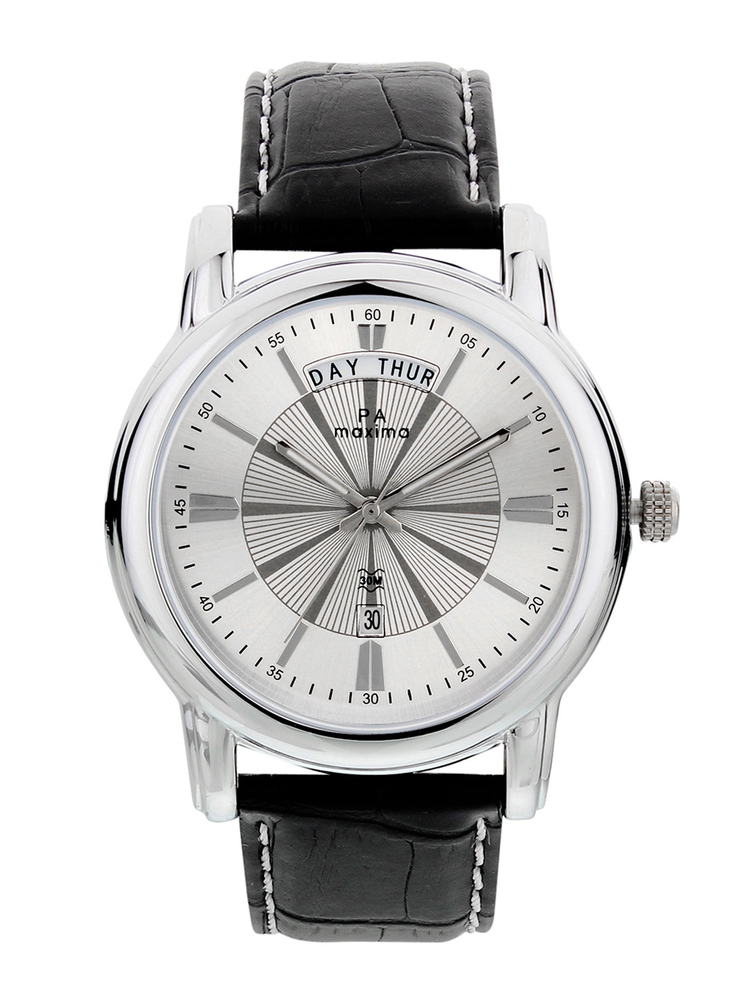 

maxima Men Silver-Toned Analogue Watch O-52982LMGI