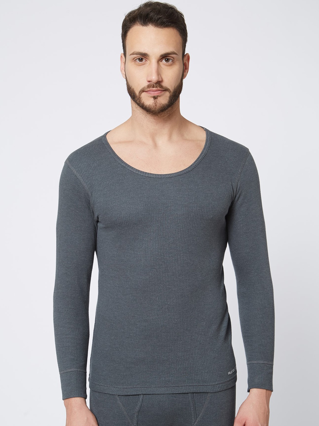 

Fruit of the Loom Men Charcoal Grey Solid Thermal Top MLT01 -A1S1