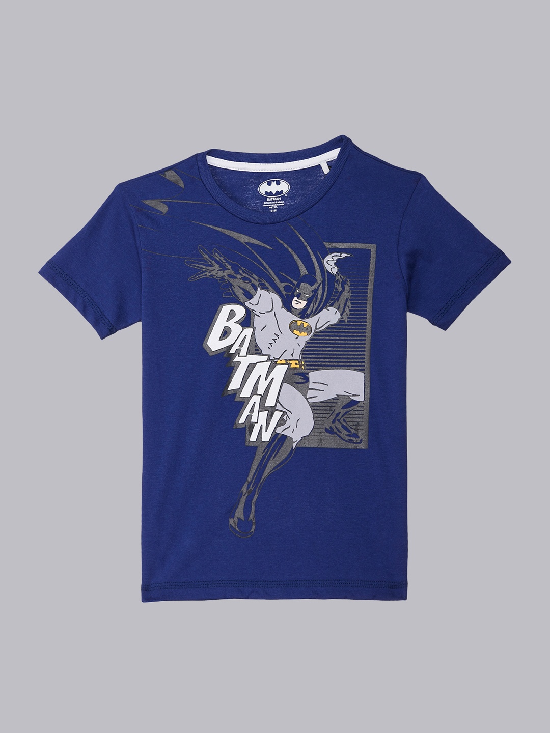 

Kids Ville Boys Blue Batman Printed Round Neck Pure Cotton T-shirt, Navy blue