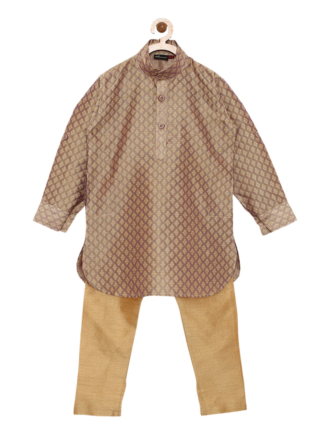 

Kidling Boys Beige & Gold-Coloured Self Design Kurta with Pyjamas