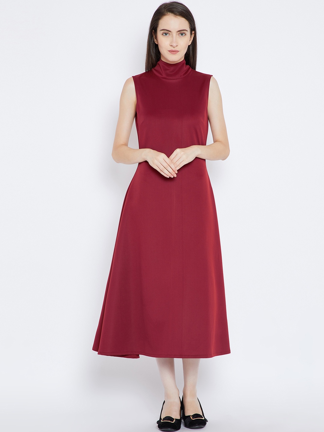 

Imfashini Women Maroon Solid A-Line Dress