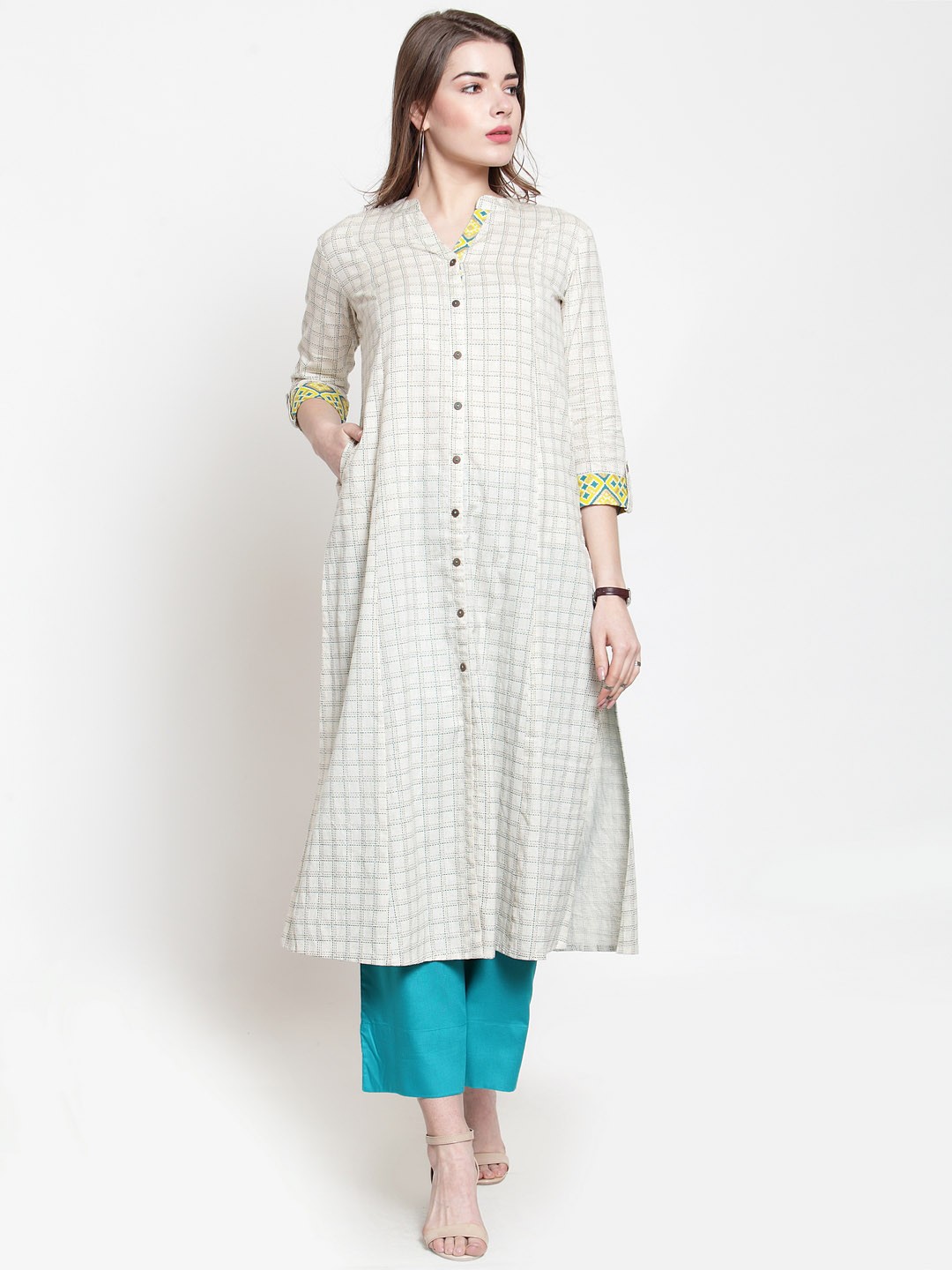 

Varanga Women Off-White & Blue Printed Kurta with Palazzos