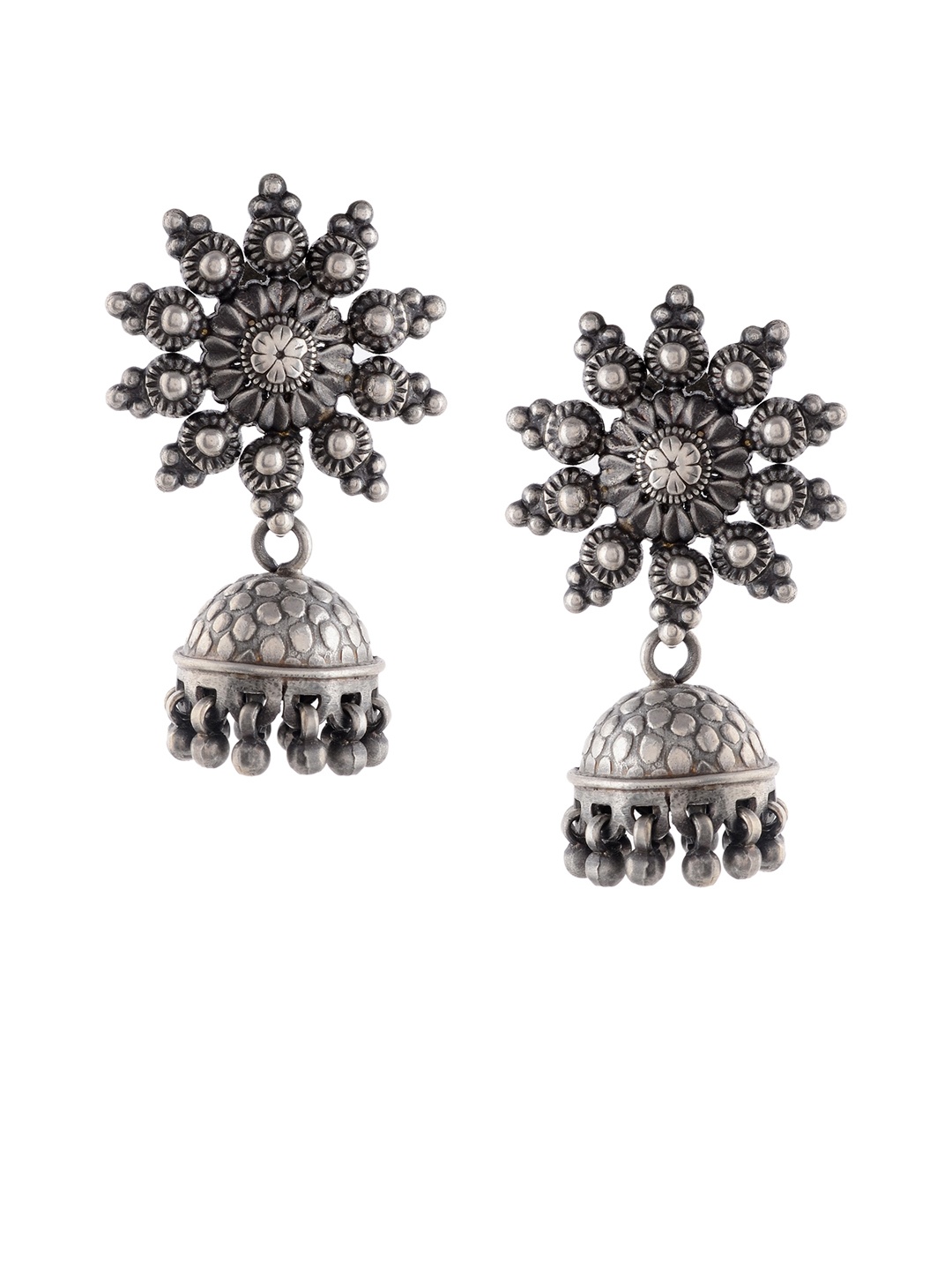 

Silvermerc Designs Silver-Plated Oxidised Dome Shaped Jhumkas