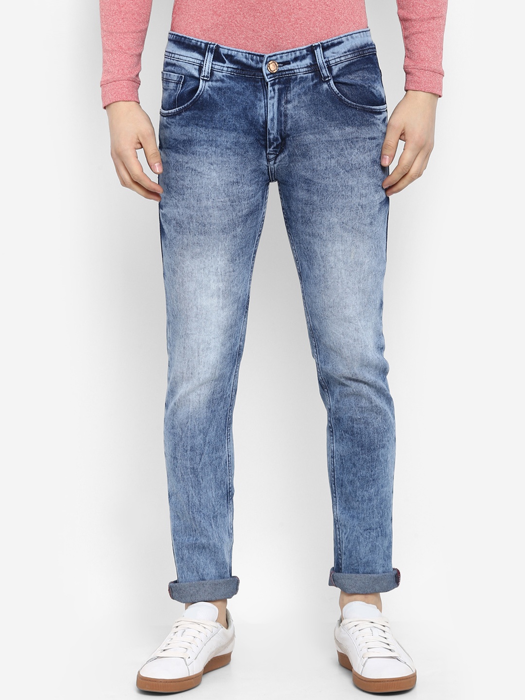 

Routeen Men Blue Slim Fit Mid-Rise Clean Look Stretchable Jeans