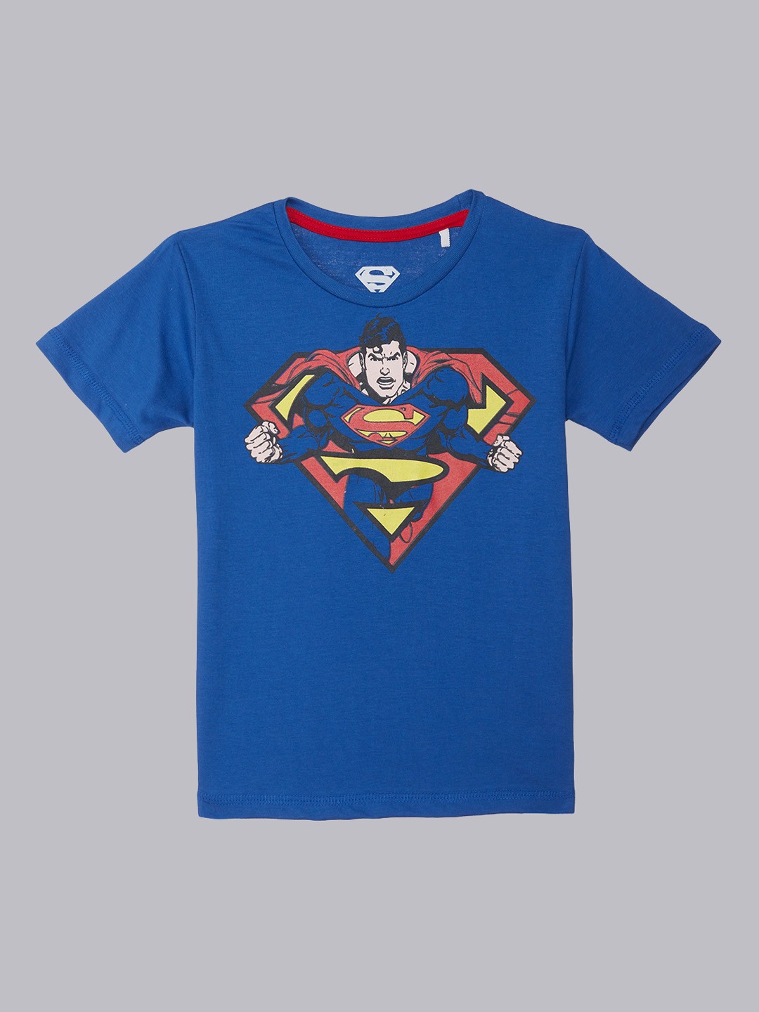 

Kids Ville Boys Black Superman Printed Round Neck Pure Cotton T-shirt, Blue