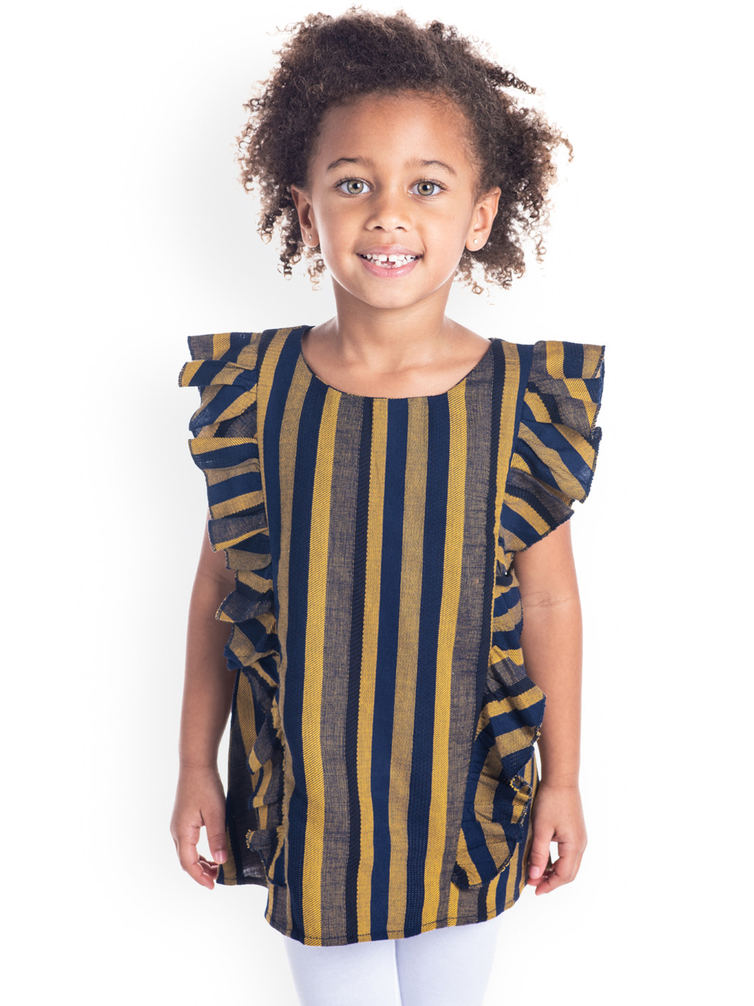 

Cherry Crumble Girls Multicoloured Striped Cotton Top, Multi