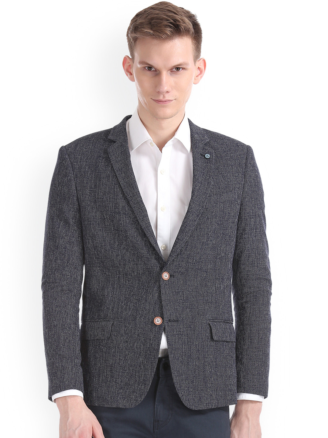 

Arrow New York Men Grey Self-Design Slim-Fit Single Breasted Blazer