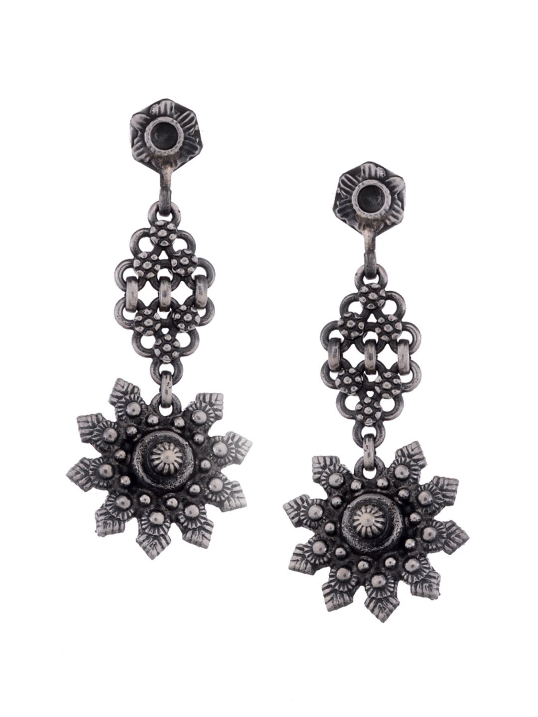

Silvermerc Designs Silver-Toned Geometric Drop Earrings