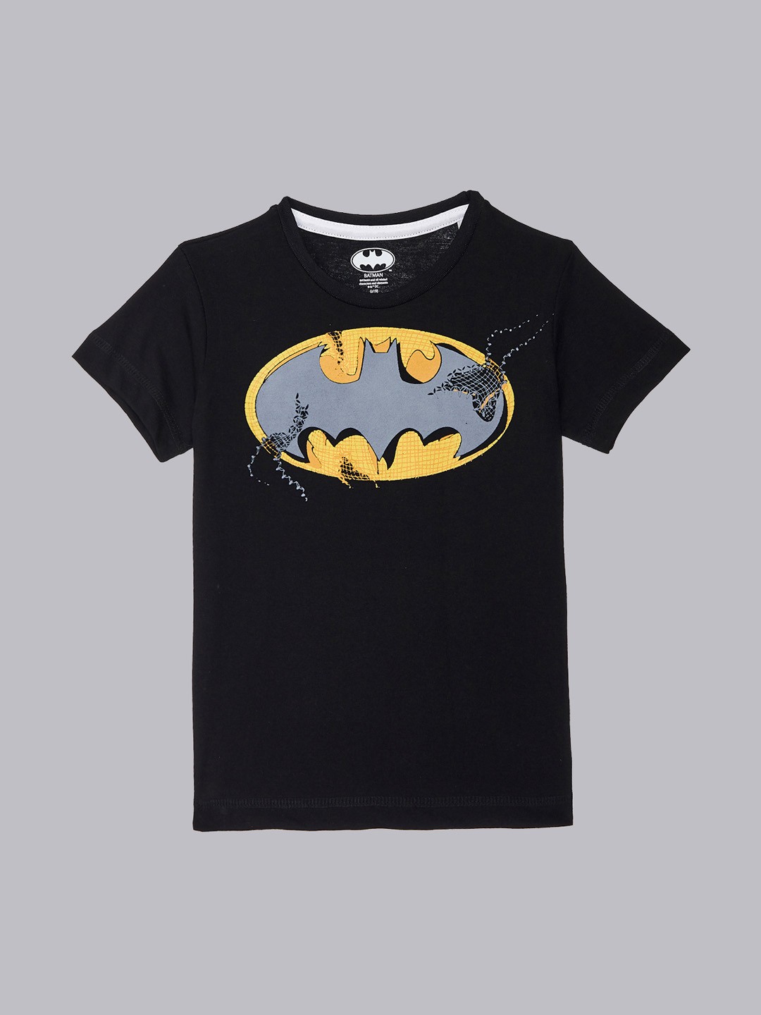

Kids Ville Boys Blue Batman Printed Round Neck T-shirt, Black