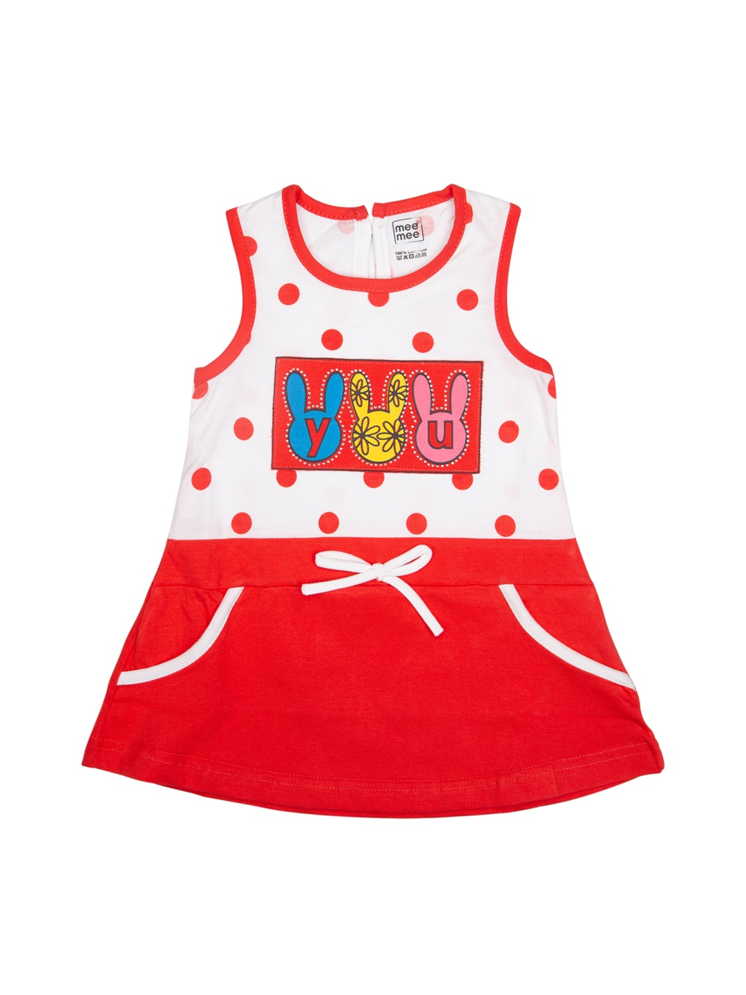 

MeeMee Girls Red Printed A-Line Dress