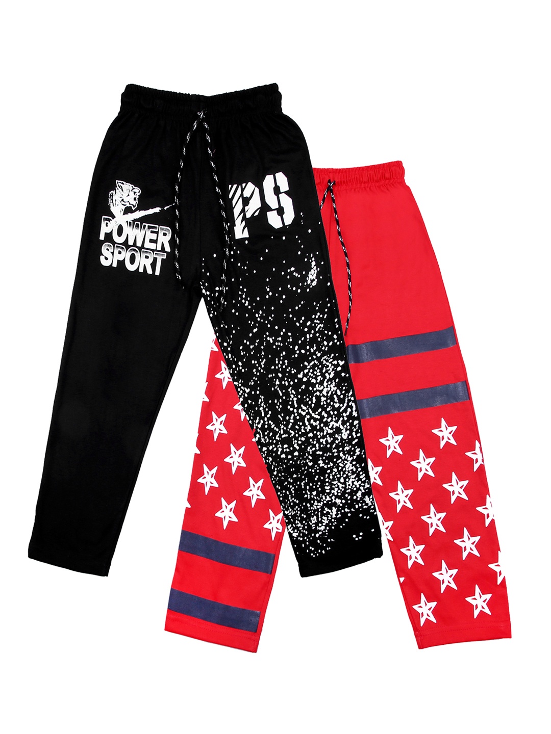 

SWEET ANGEL Kids Pack of 2 Self-Design Track Pants, Red