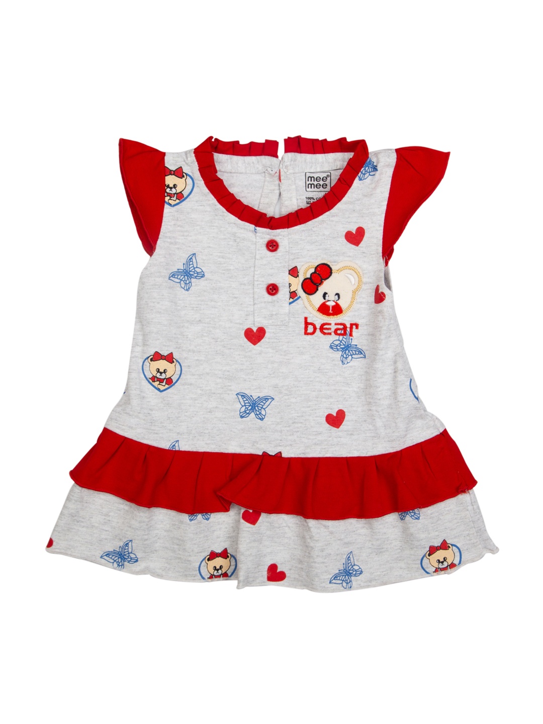 

MeeMee Girls Red & White Printed A-Line Dress