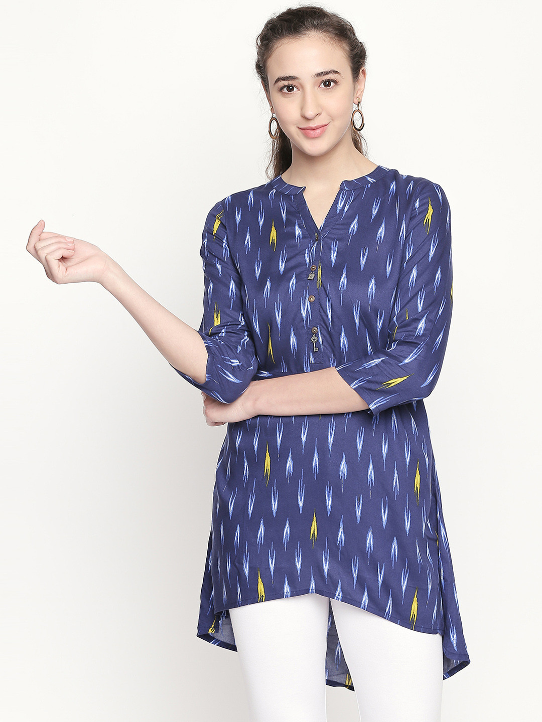 

AKKRITI BY PANTALOONS Navy Blue Printed Tunic