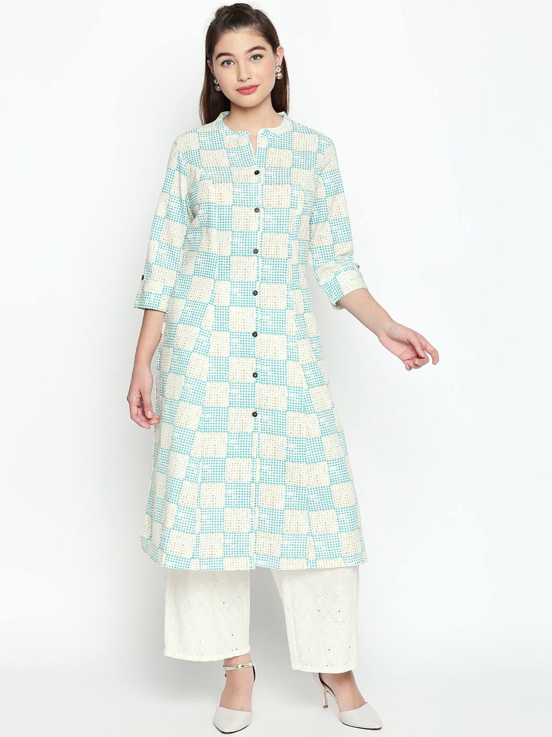 RANGMANCH BY PANTALOONS Women Blue Printed A-Line Kurta