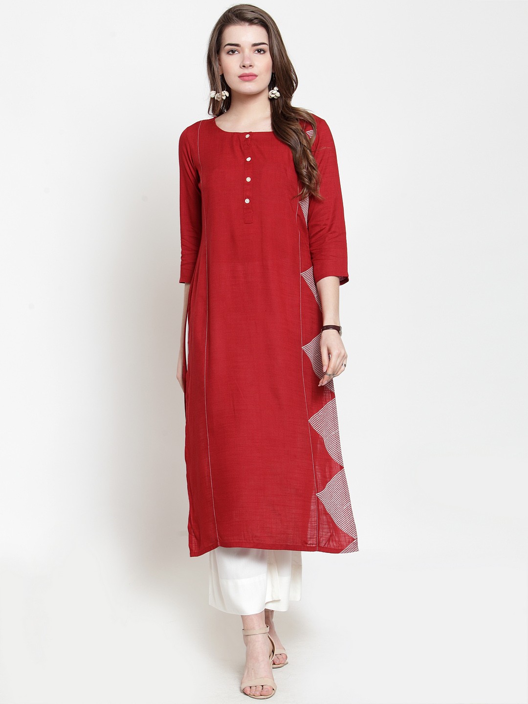 

Varanga Women Maroon & White Printed Kurta with Palazzos