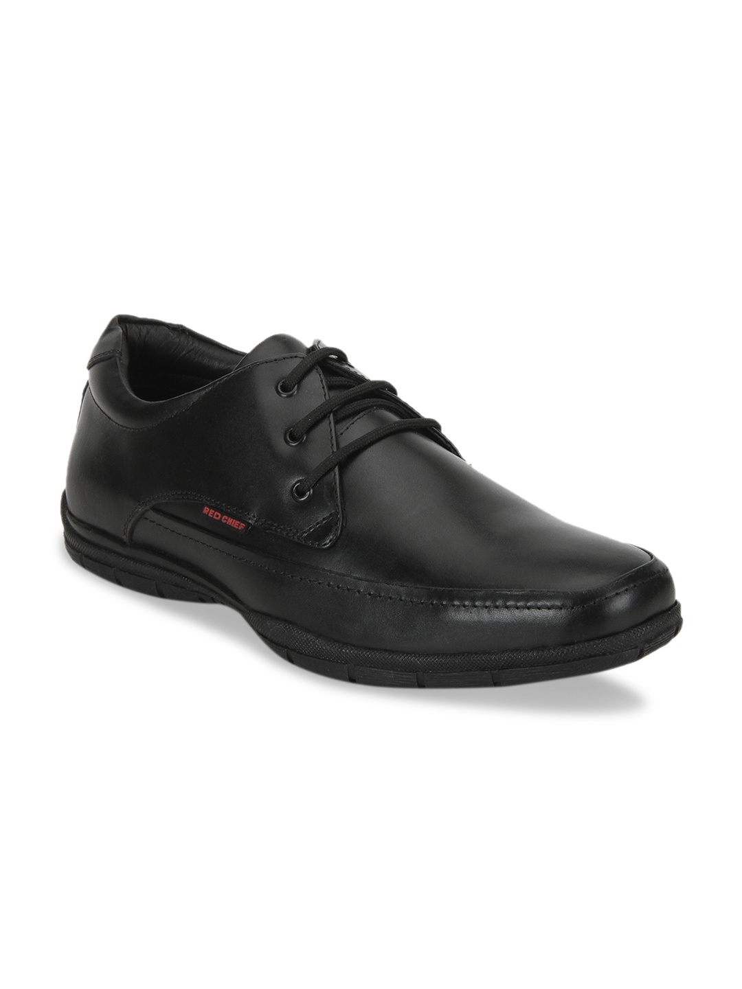 

Red Chief Black Leather Formal Derby Shoes for Men