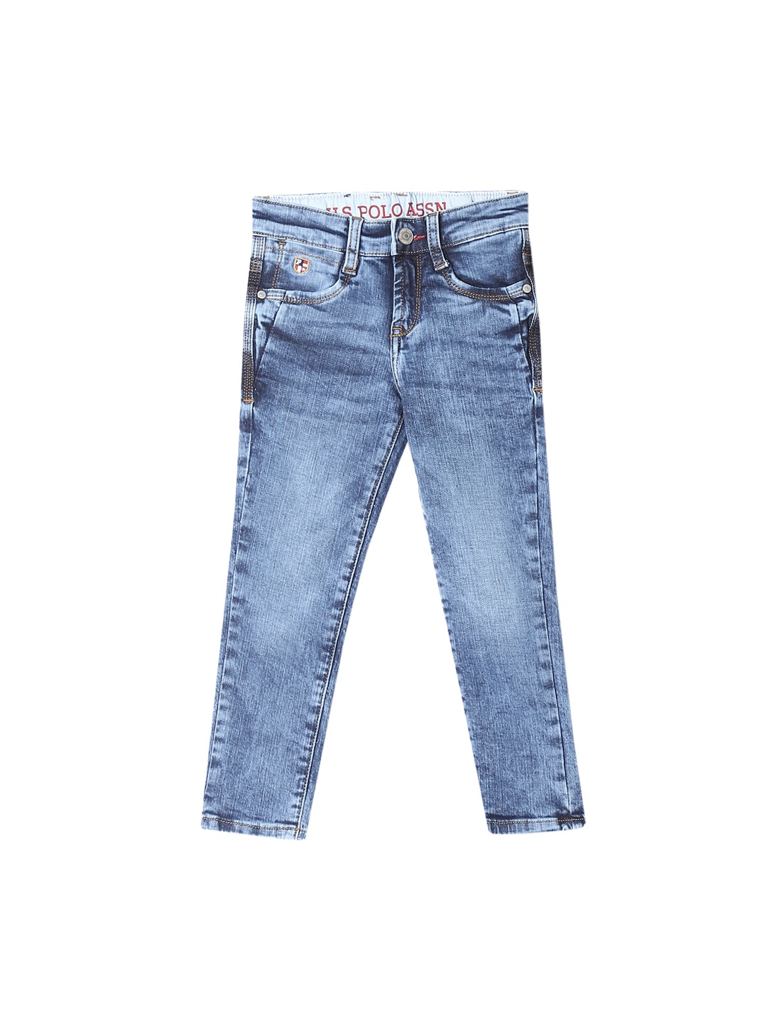 

U.S. Polo Assn. Kids Boys Blue Regular Fit Mid-Rise Clean Look Stretchable Jeans