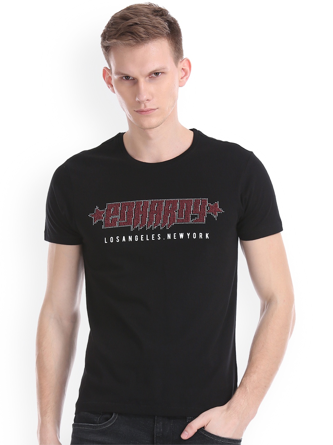 

Ed Hardy Men Black Printed Round Neck Pure Cotton T-shirt
