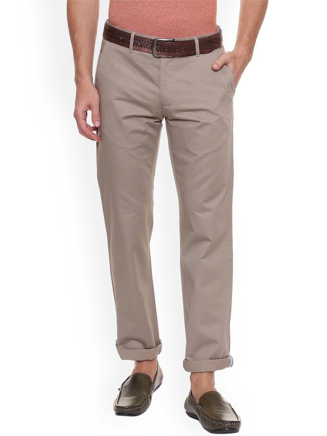 

Van Heusen Sport Men Beige Slim Fit Solid Regular Trousers