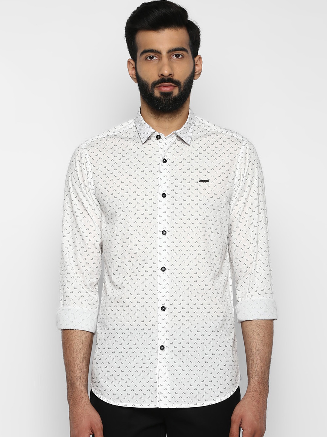 

ColorPlus Men White Regular Fit Printed Casual Shirt