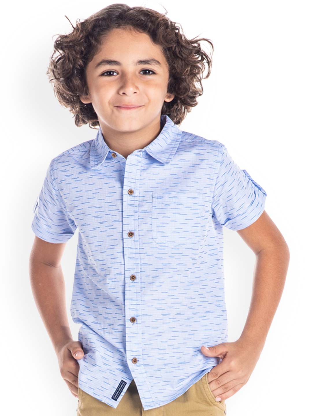 

Cherry Crumble Boys Blue Regular Fit Striped Casual Shirt