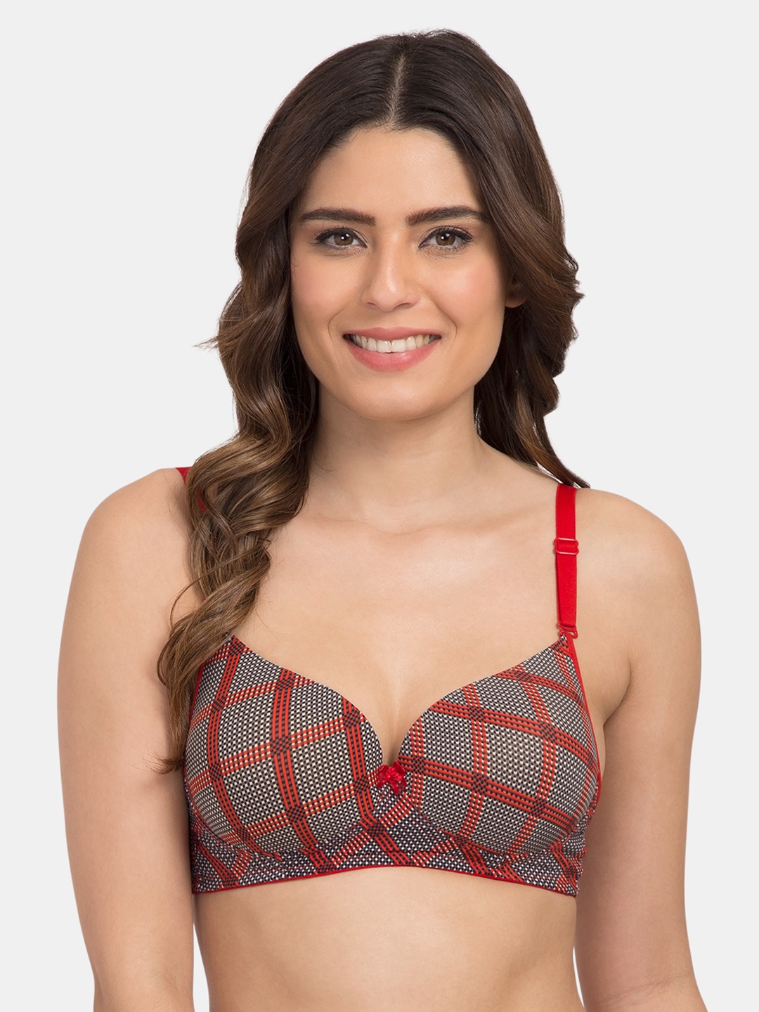 

Tweens Grey & Red Checked Non-Wired Heavily Padded T-shirt Bra TW15111