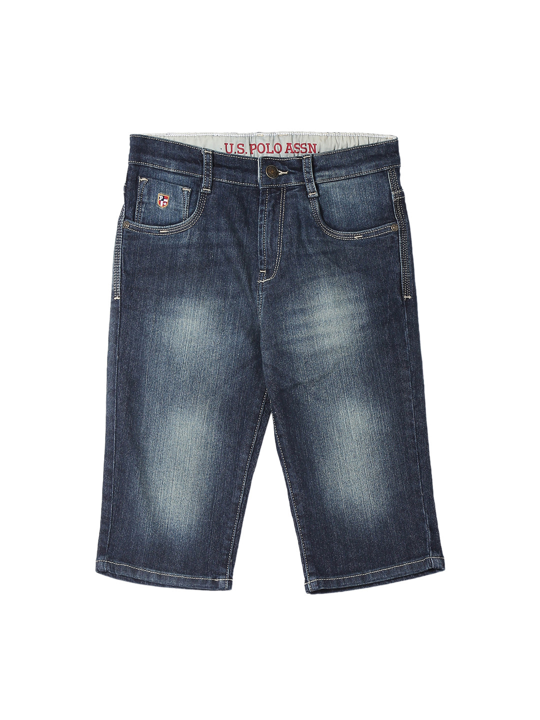 

U.S. Polo Assn. Kids Boys Blue Washed Regular Fit Denim Shorts