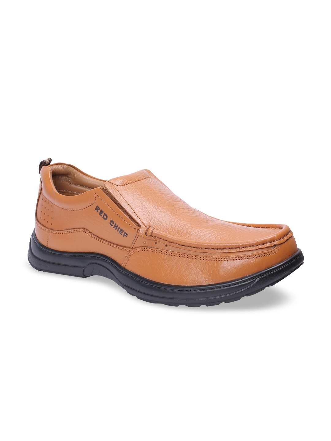 

Red Chief Men Tan Brown Leather Slip-On Sneakers