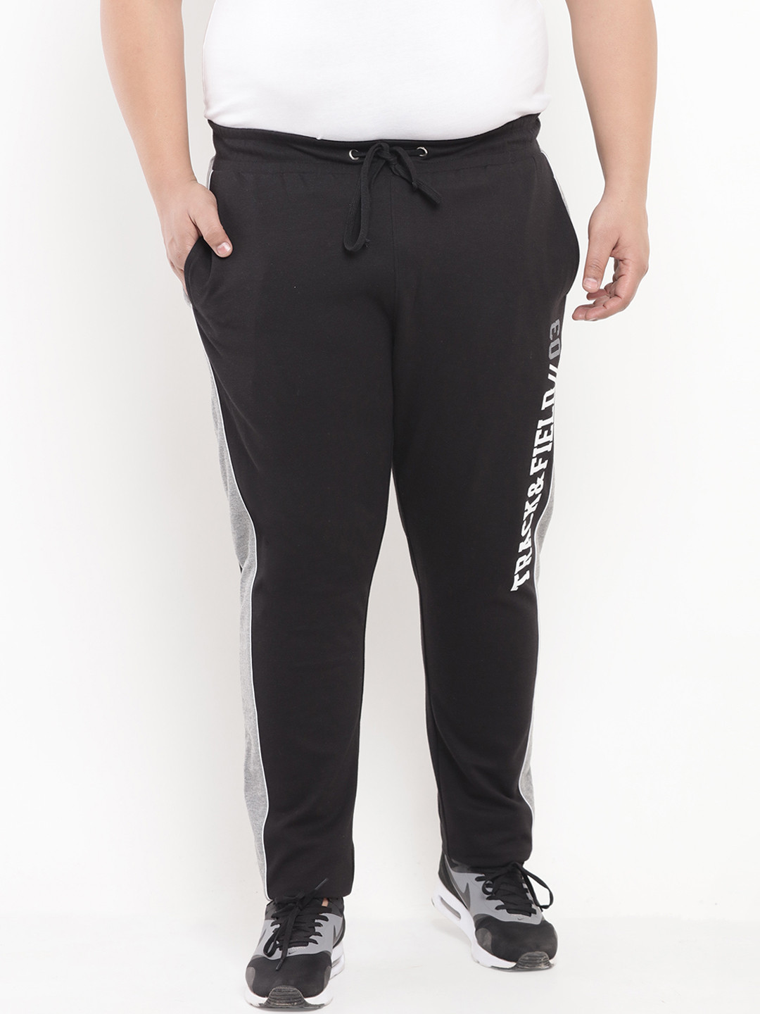 

John Pride Plus Size Men Black Straight Fit Track Pants