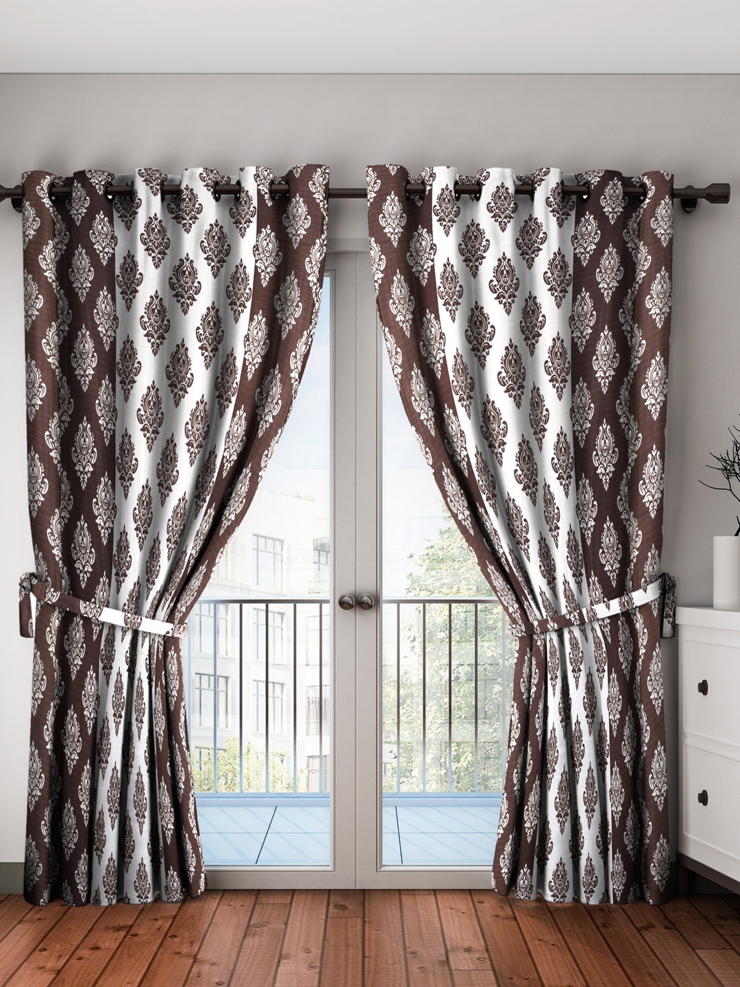 

Cortina Set of 2 Brown & White Door Curtains