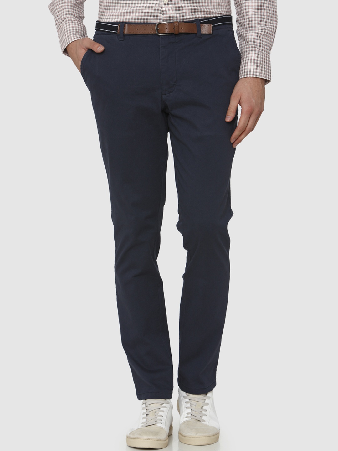 

SELECTED Men Navy Blue Slim Fit Solid Regular Trousers