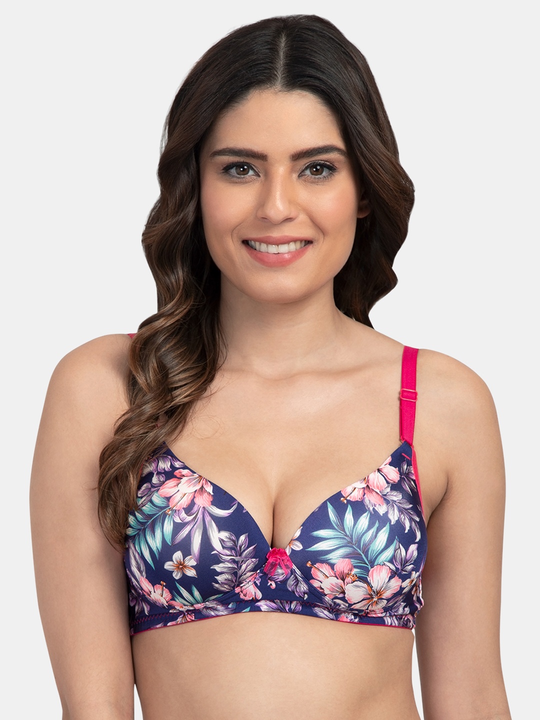 

Tweens Blue & Pink Printed Non-Wired Heavily Padded Demi Bra TW1586