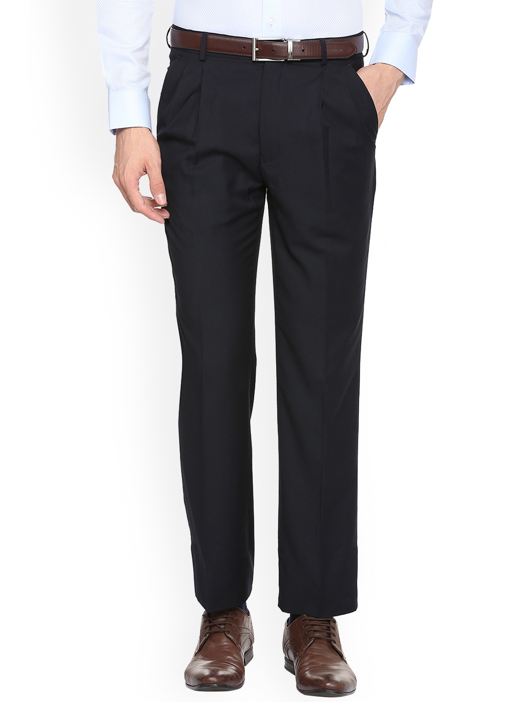 

Louis Philippe Men Blue Regular Fit Solid Formal Trousers