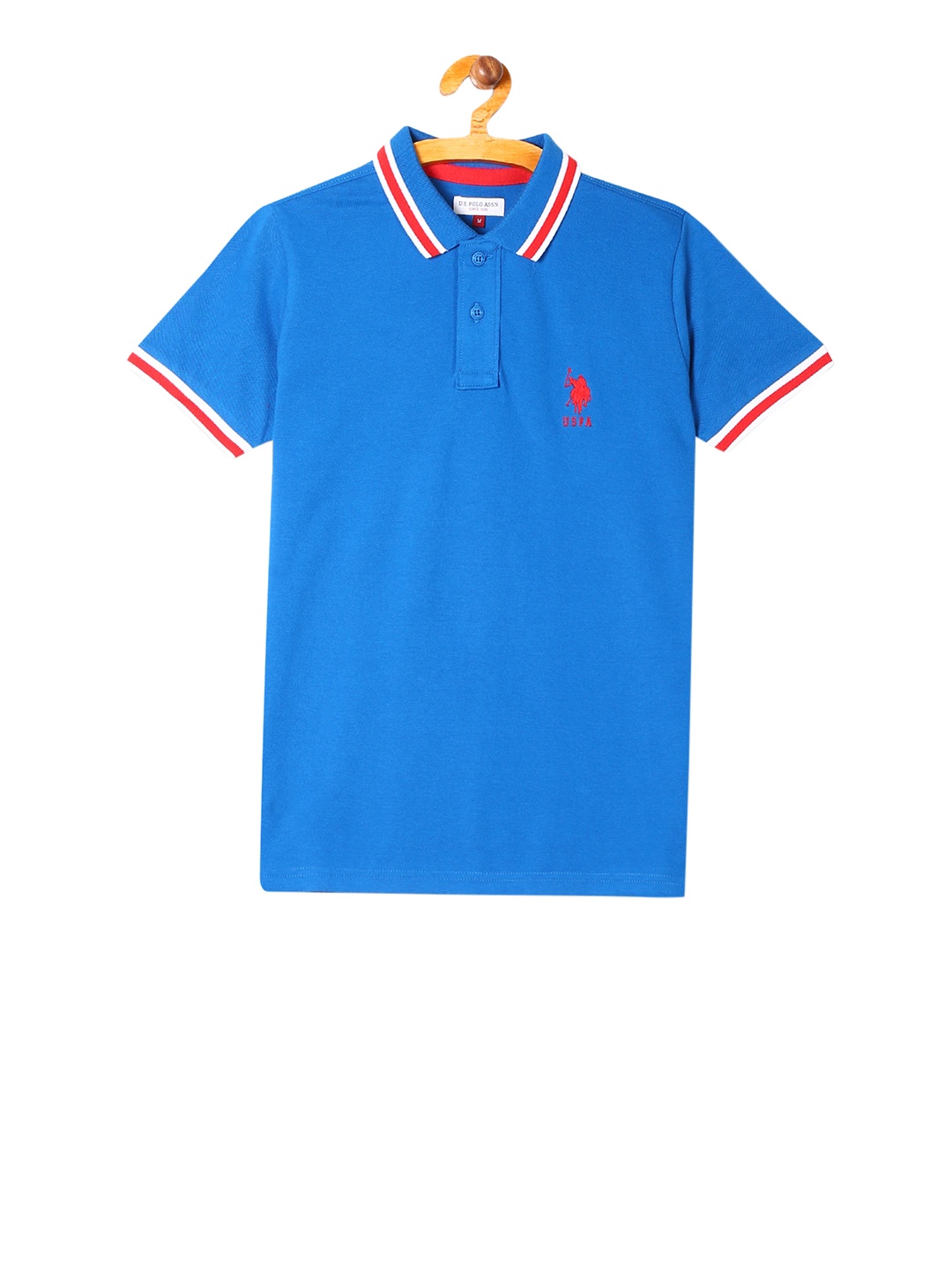 

U.S. Polo Assn. Kids Boys Blue Solid Polo Collar Pure Cotton T-shirt