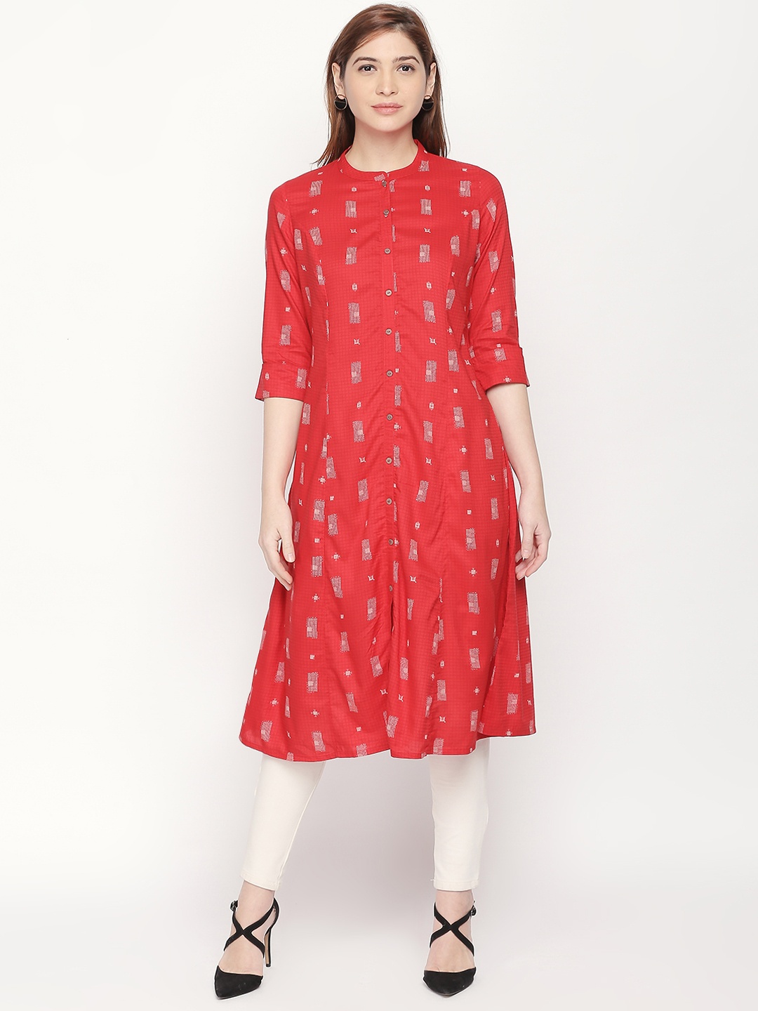 

RANGMANCH BY PANTALOONS Women Orange Printed A-Line Kurta