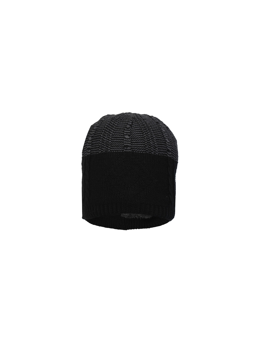 

FabSeasons Men Black & Grey Colourblocked Beanie