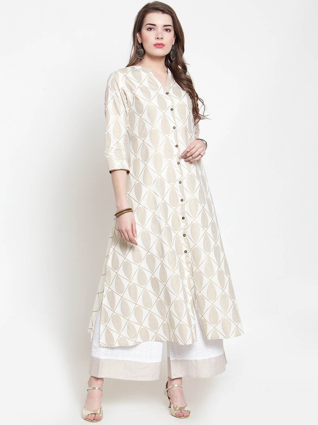 

Varanga Women Off-White & Golden Printed Kurta with Palazzos