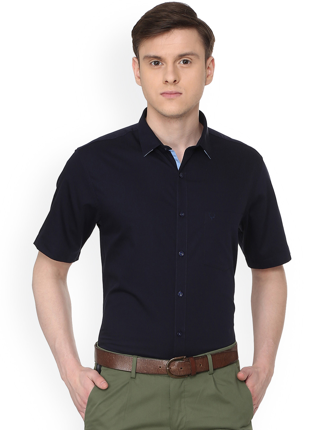 

Allen Solly Men Navy Blue Regular Fit Solid Casual Shirt