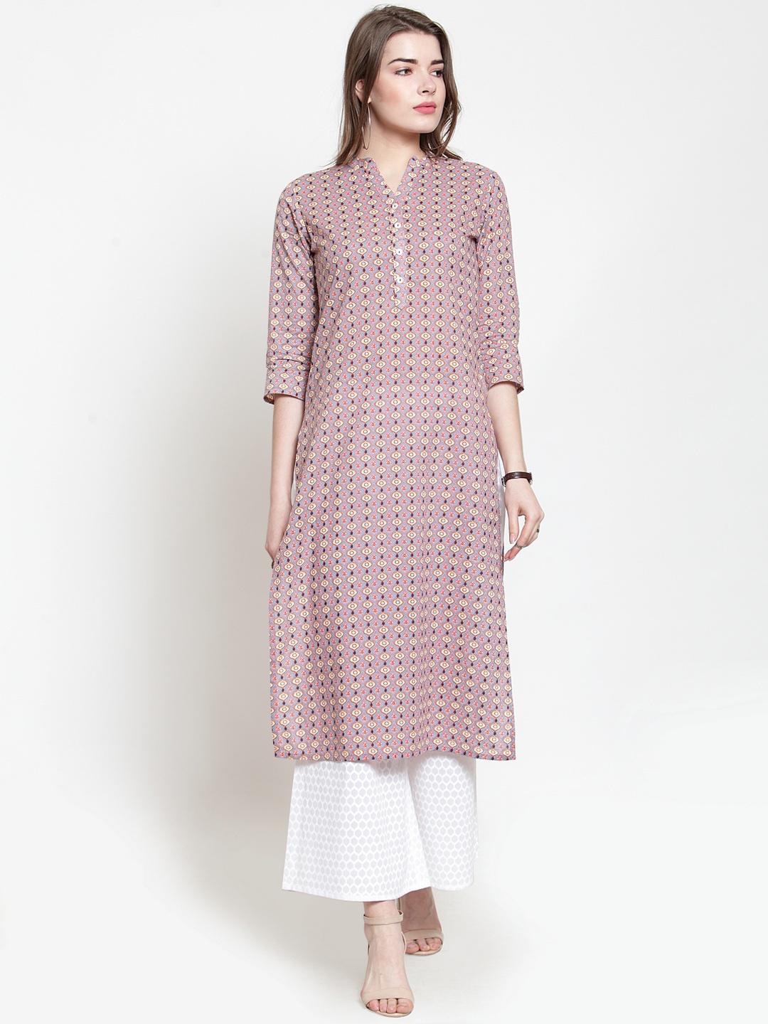 

Varanga Women Pink & White Printed Kurta with Palazzos
