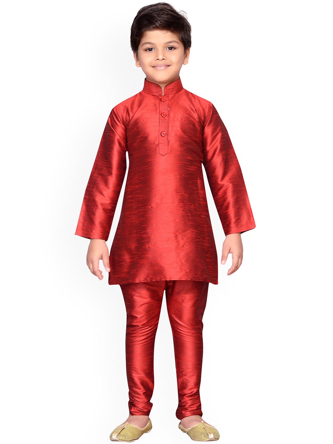 Kidling Boys Red Solid Kurta with Pyjamas