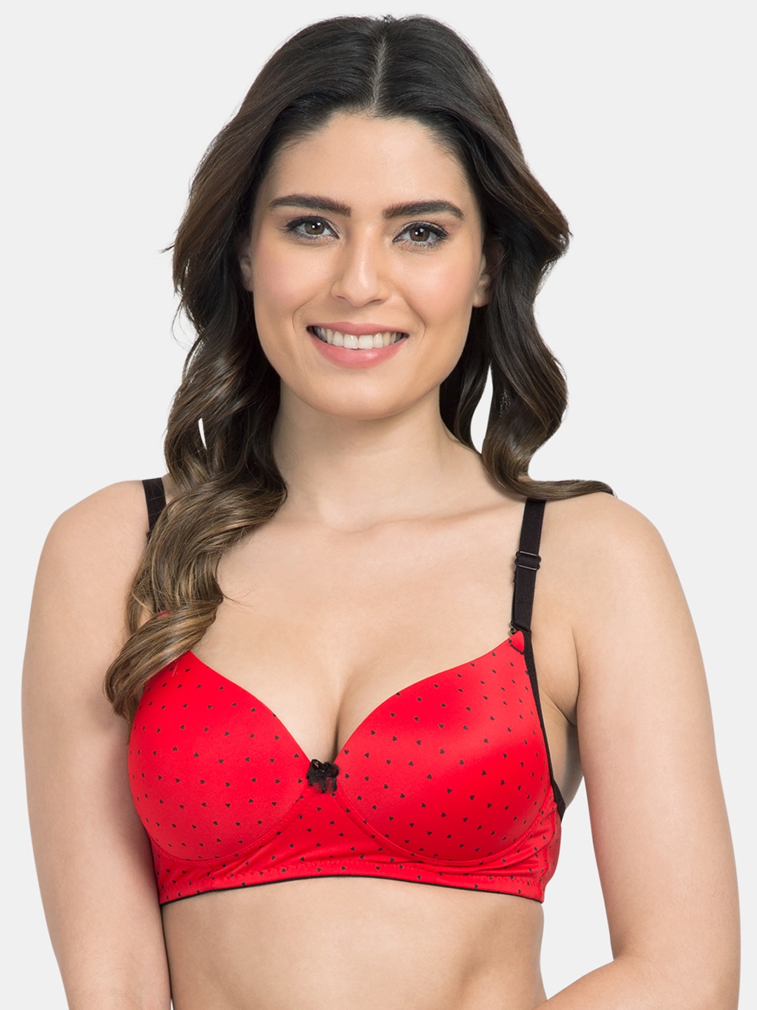 

Tweens Red & Black Printed Non-Wired Heavily Padded T-shirt Bra TW15130