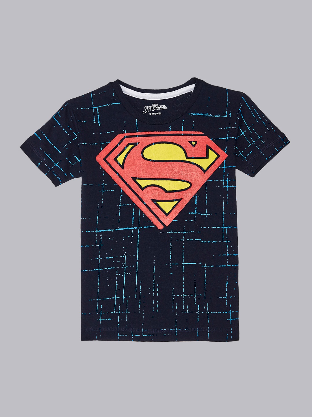 

Kids Ville Boys Green Superman Printed Round Neck Pure Cotton T-shirt, Blue