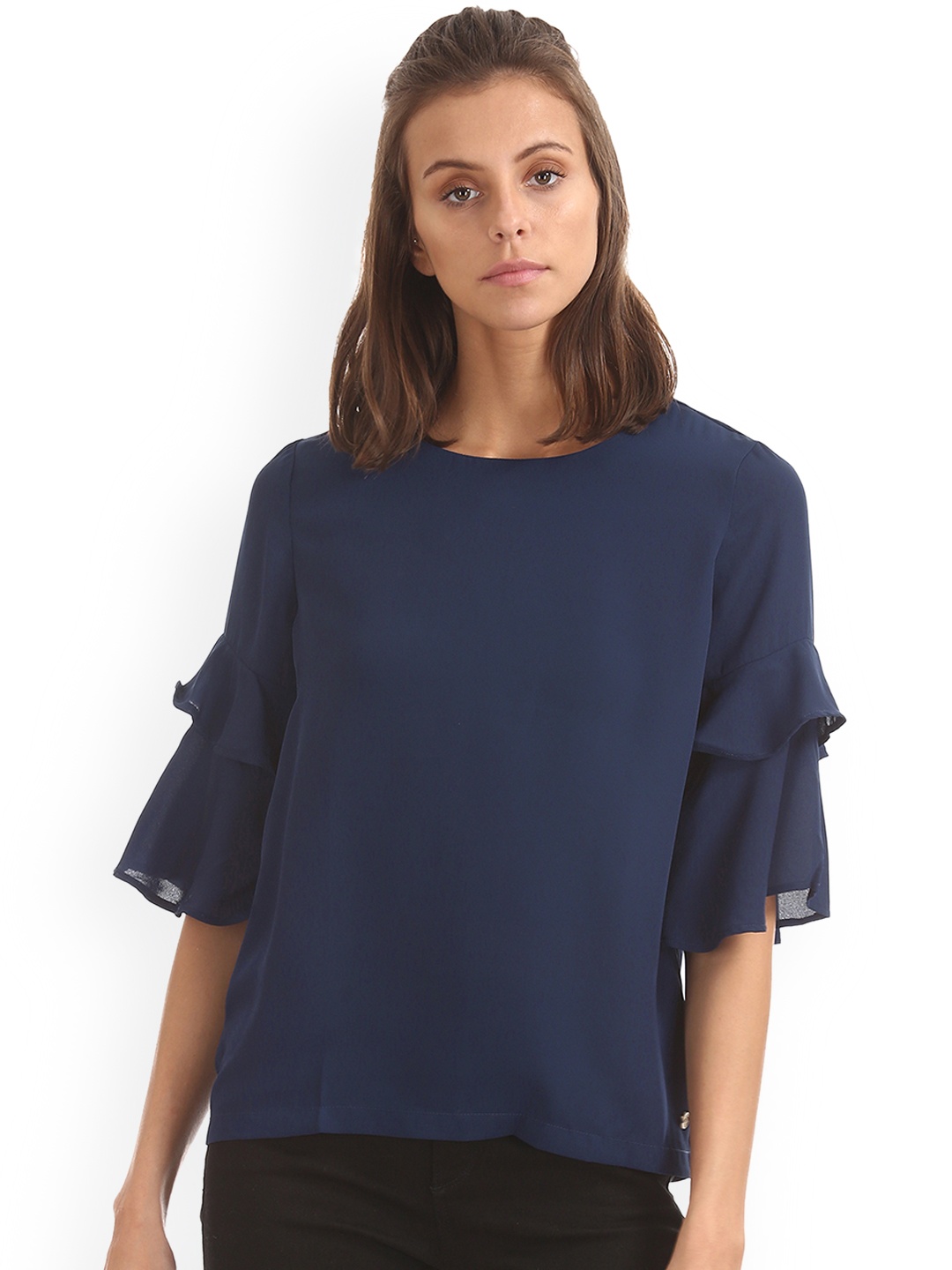 

U.S. Polo Assn. Women Blue Solid A-Line Top