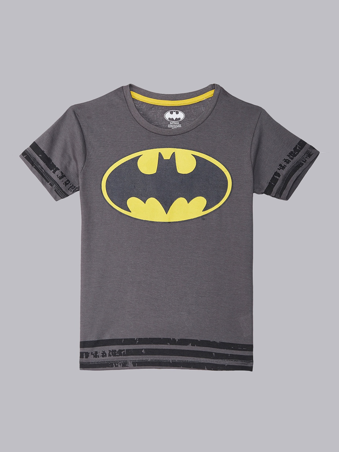 

Kids Ville Boys Red Batman Printed Round Neck Pure Cotton T-shirt, Grey