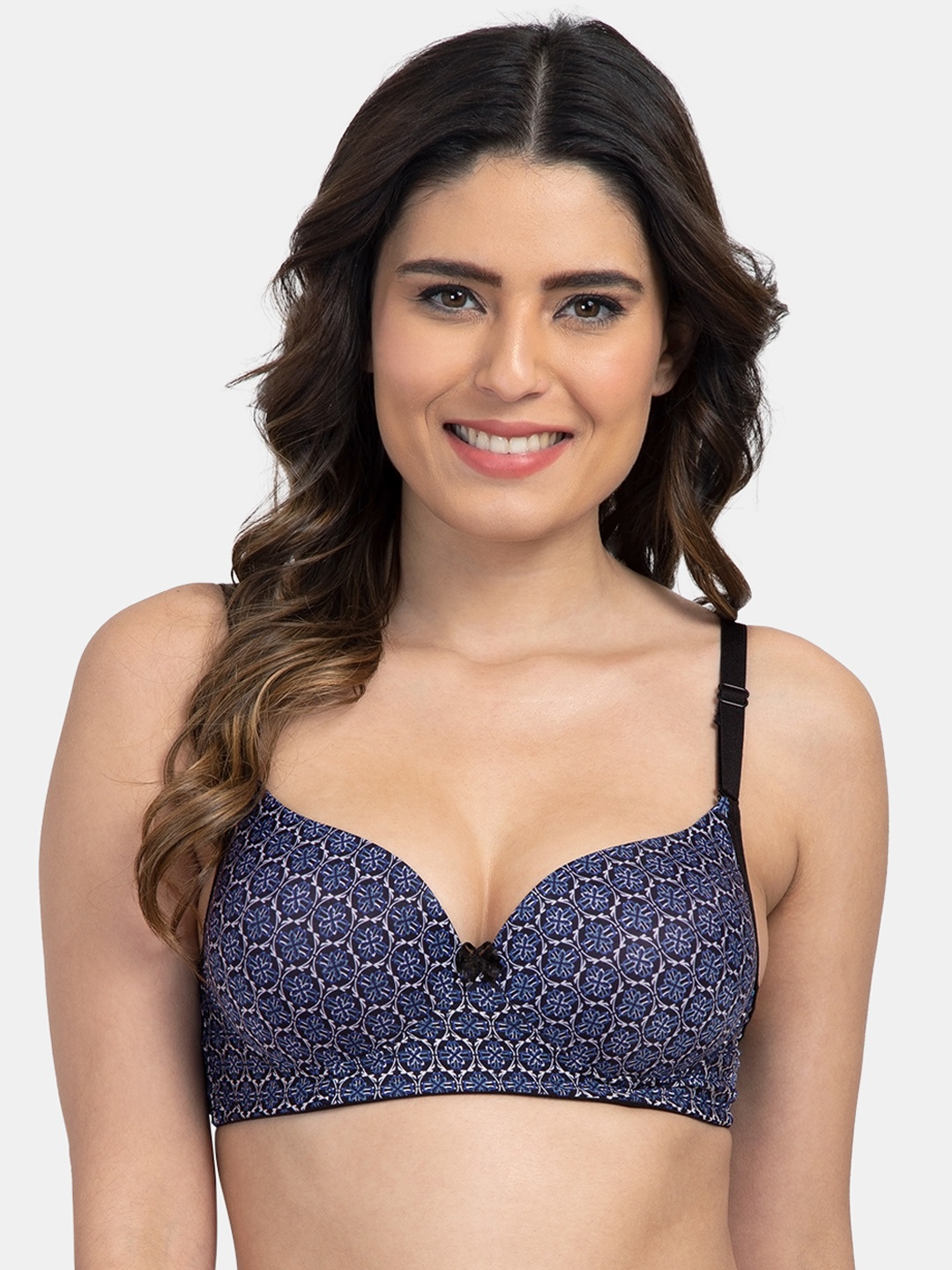 

Tweens Navy Blue Printed Non-Wired Heavily Padded T-shirt Bra TW15142